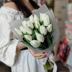 Букет из 15 белых тюльпанов в Волоколамске