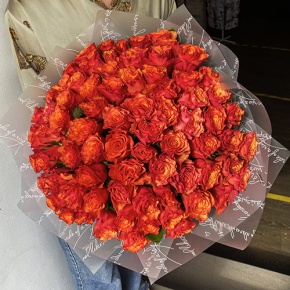 Букет 75 огненных роз (40 см) в Волоколамске