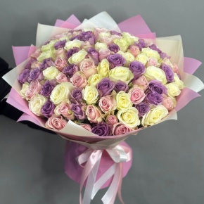 Букет из 101 розы пастельный микс (40 см) в Волоколамске