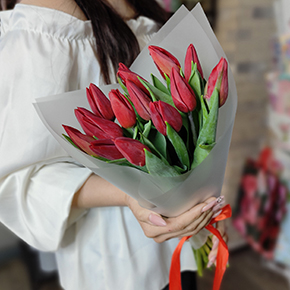 Букет из 15 красных тюльпанов в Волоколамске