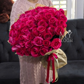 Букет 51 роза Эквадор Пинк Флоид (60 см) в Волоколамске