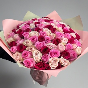 Букет "Ода любви" из 101 розы микс (40 см) в Волоколамске