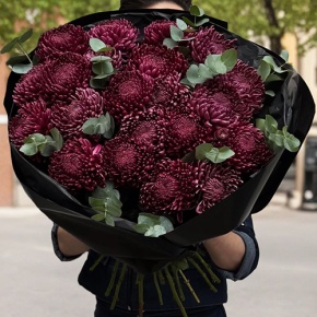 Букет из 21 винной хризантемы Бигоуди в Волоколамске