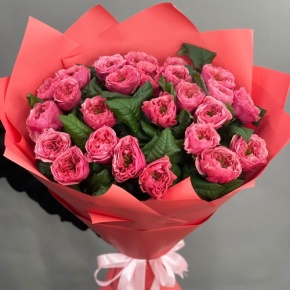 Букет из 25 махровых пионовидных роз Риджентс парк  (70 см) в Волоколамске