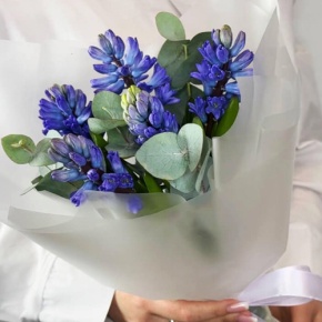 Букет "Мини" из 5 ароматных гиацинтов и эвкалипта в Волоколамске