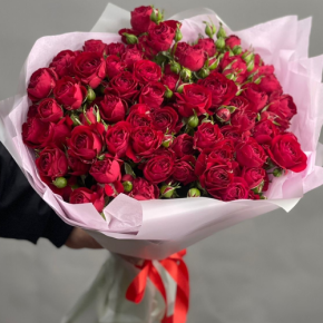 Букет из 17 красных кустовых пионовидных роз (50 см) в Волоколамске