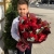 Букет с георгинами, розами и леукадендроном в Волоколамске